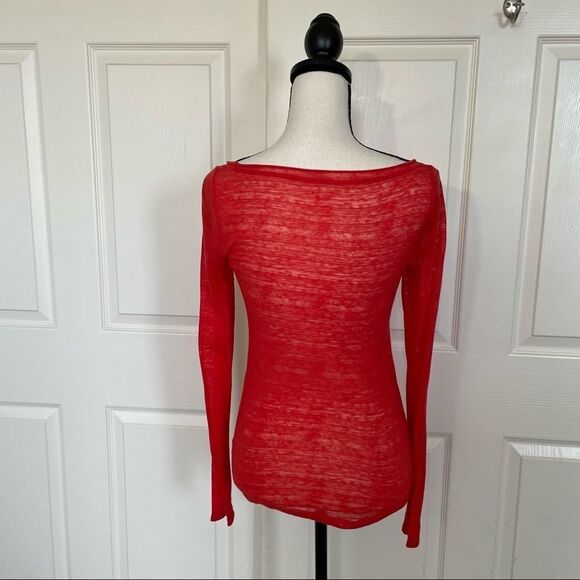 Pure & Good Anthropologie Sheer Burnout Lightweight Long Sleeve Layering Tee, S - Picture 10 of 12